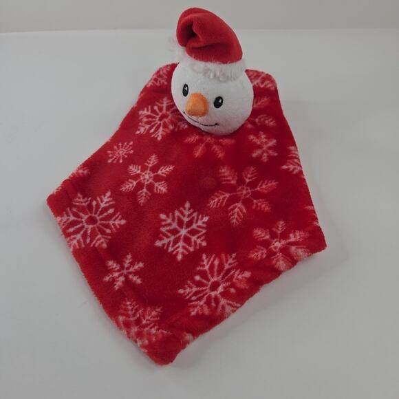 HB Snowman Lovey 13-1/2 Inch Security Blanket Christmas Snowflake Print Fleece - Picture 12 of 13